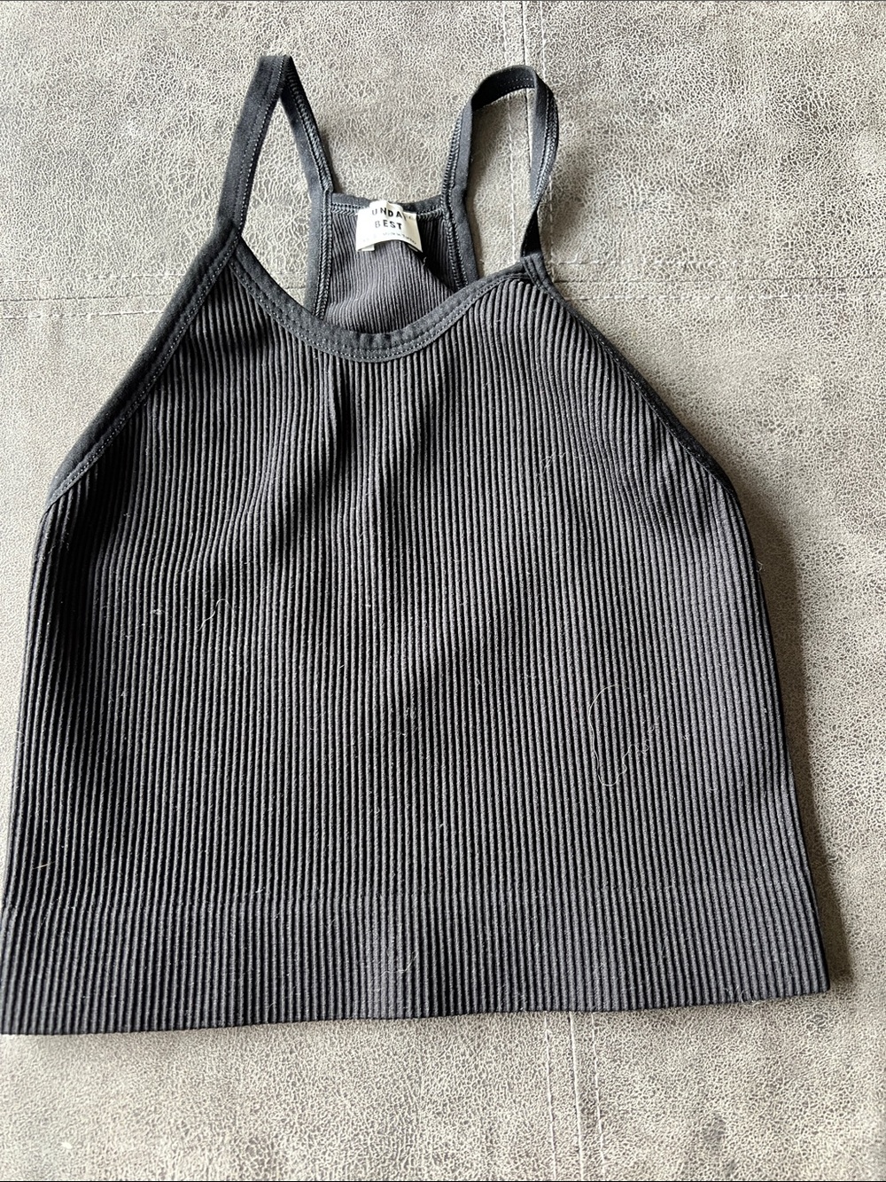 NEW! WMNS. Sundays Best. Ribbed Halter Crop Tank Top - Black built in bra. XS/S.